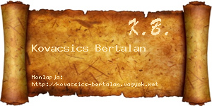 Kovacsics Bertalan névjegykártya
