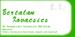 bertalan kovacsics business card